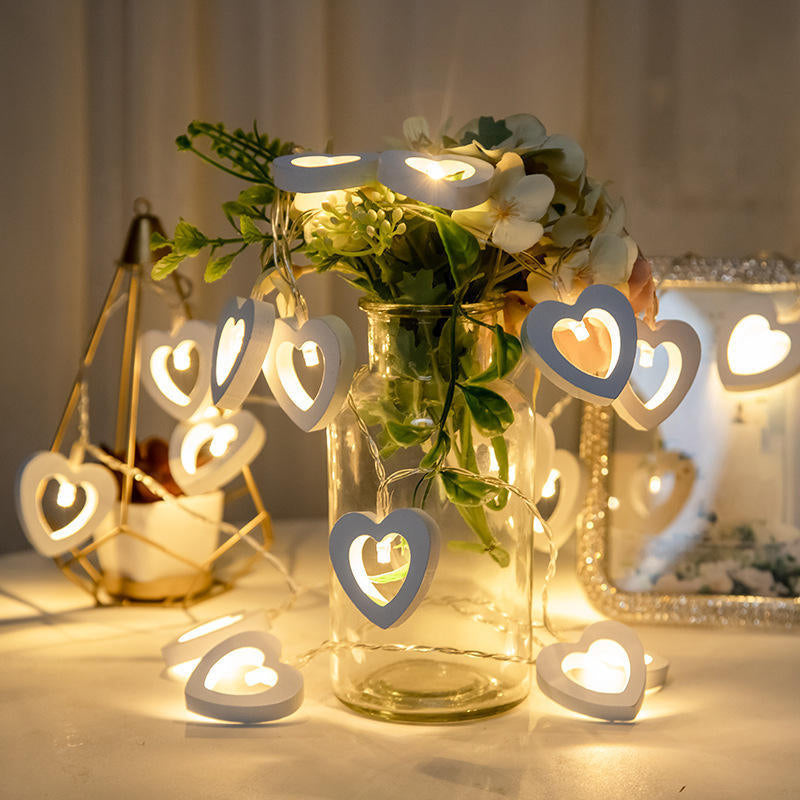 LED Wooden Heart String Lights