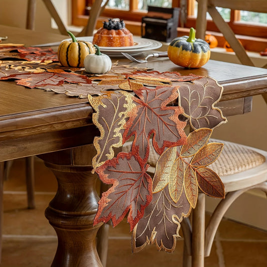 Decorative leaf-patterned table runner 