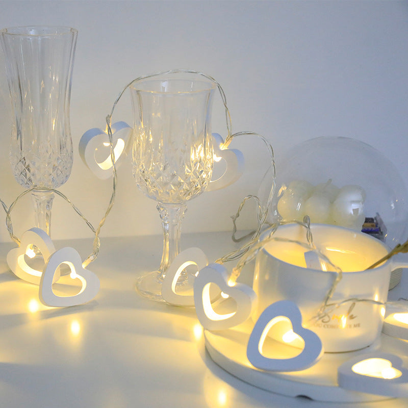 LED Wooden Heart String Lights