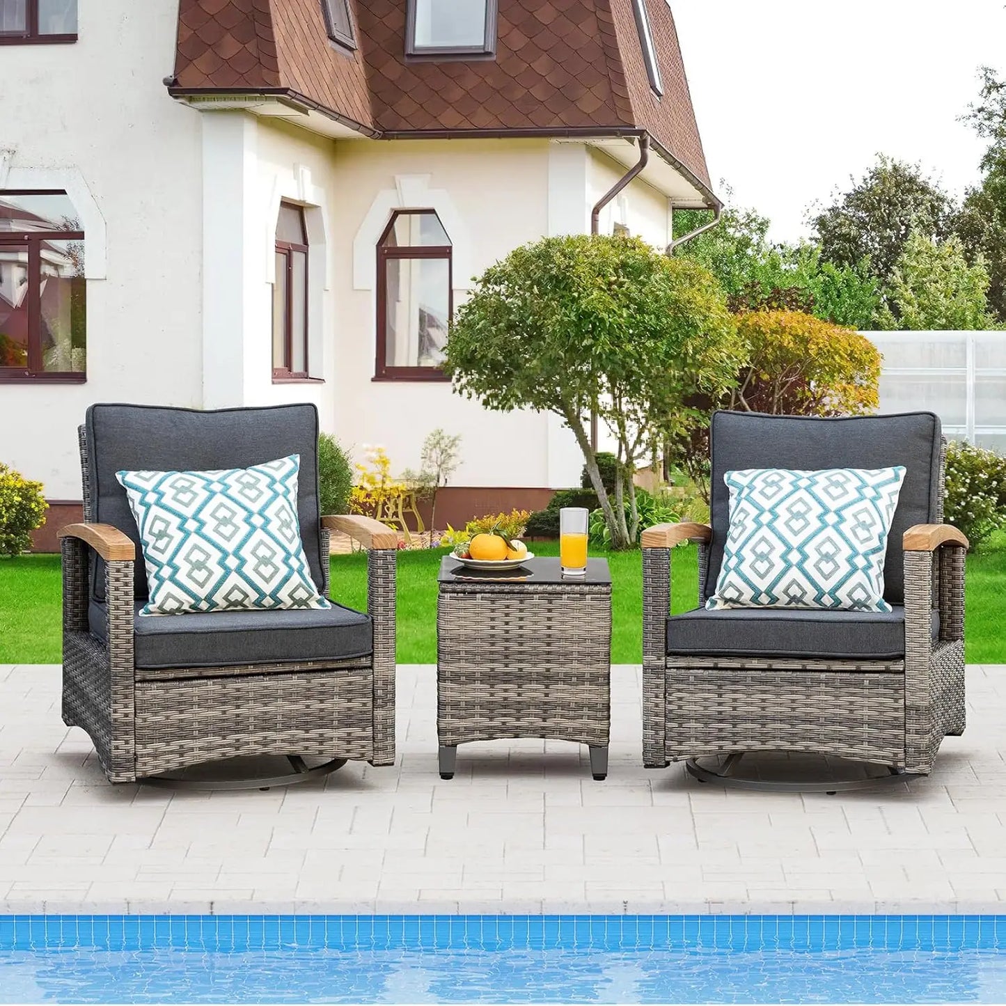 9 PCS Half Moon Rattan Conversation Set