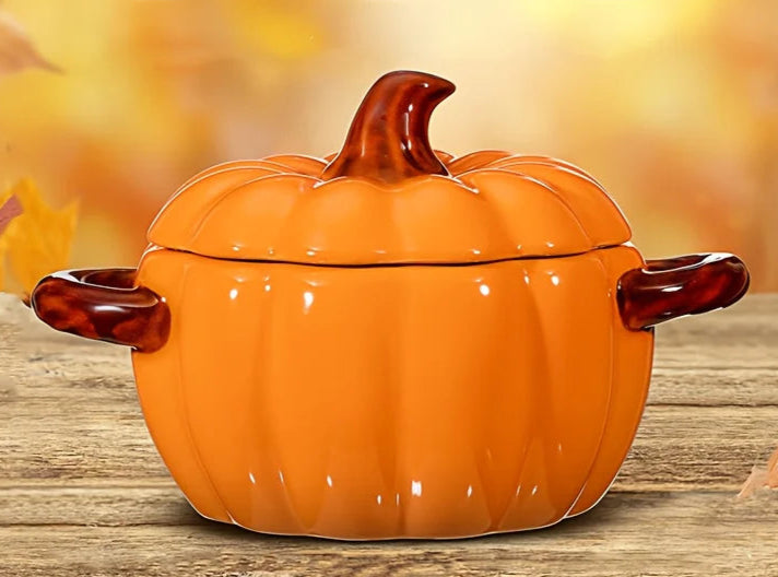  pumpkin-shaped pot with a lid 