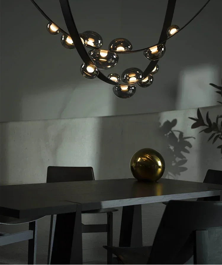 Modern chandelier with spherical bulbs