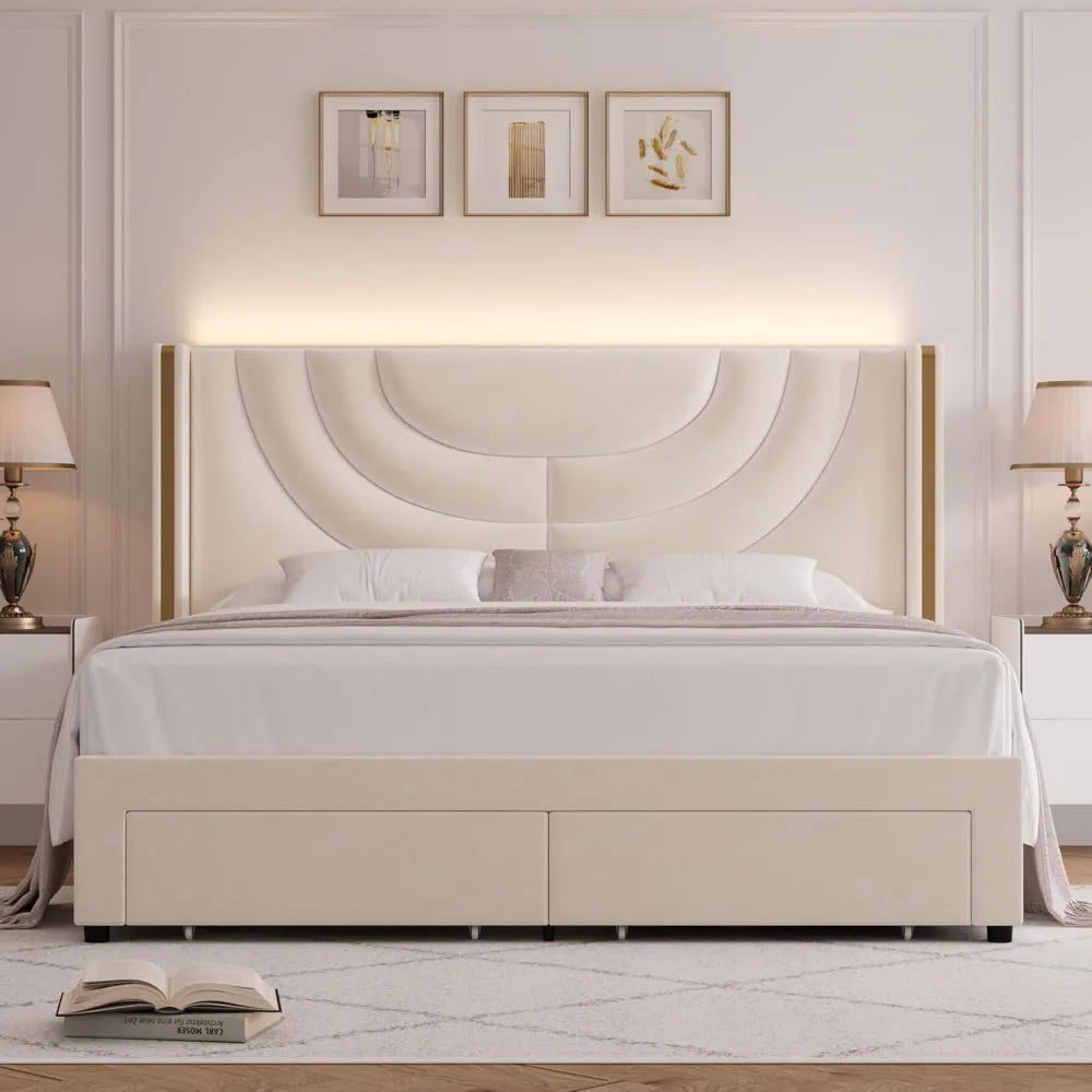 Contemporary LED Queen Bed Frame