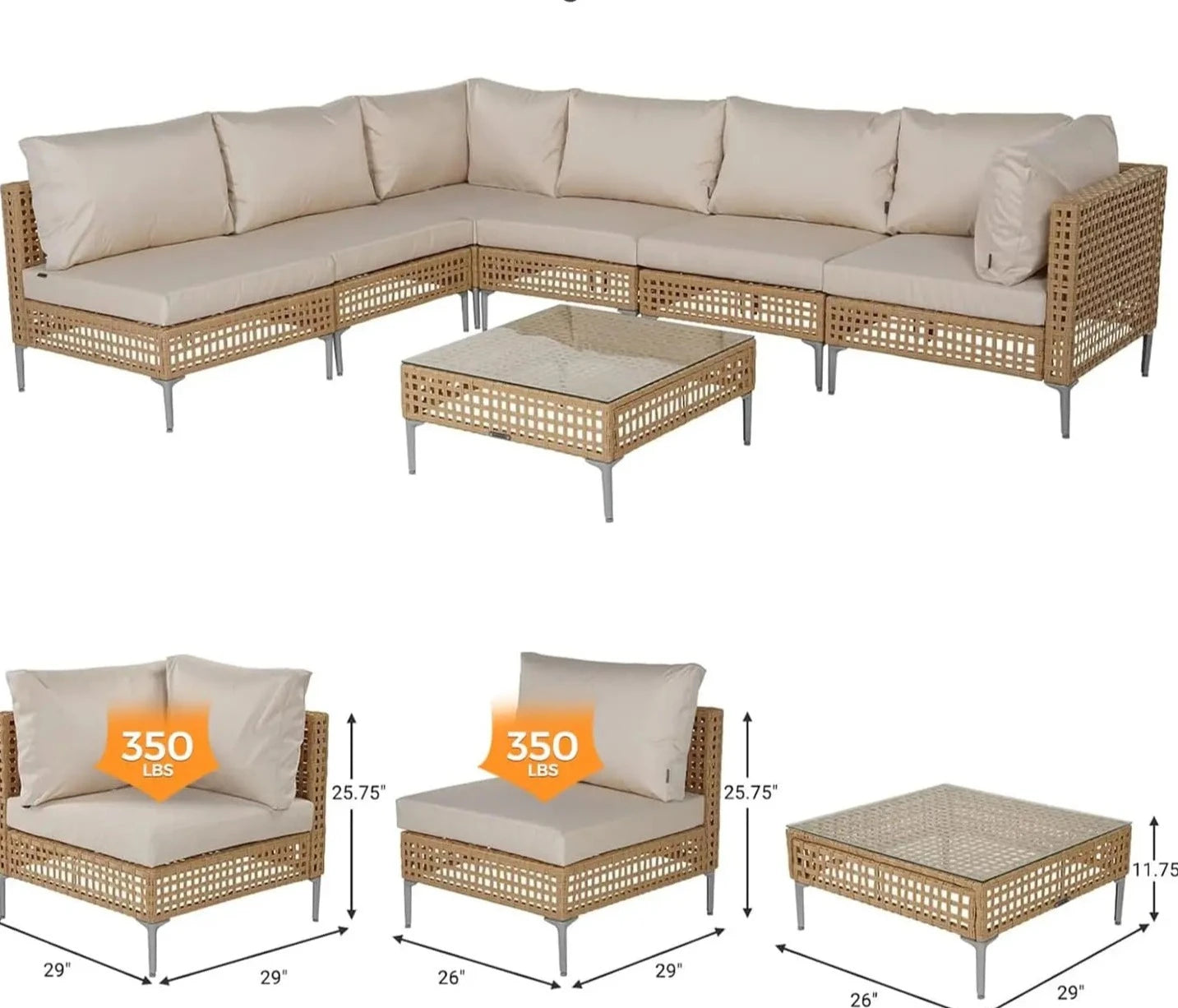 Beige Outdoor Furniture Set (3,4,5 or 7 Pieces)
