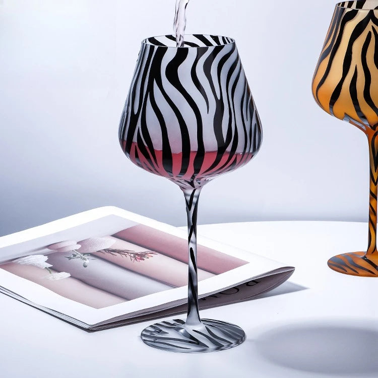 Zebra-striped wine glass