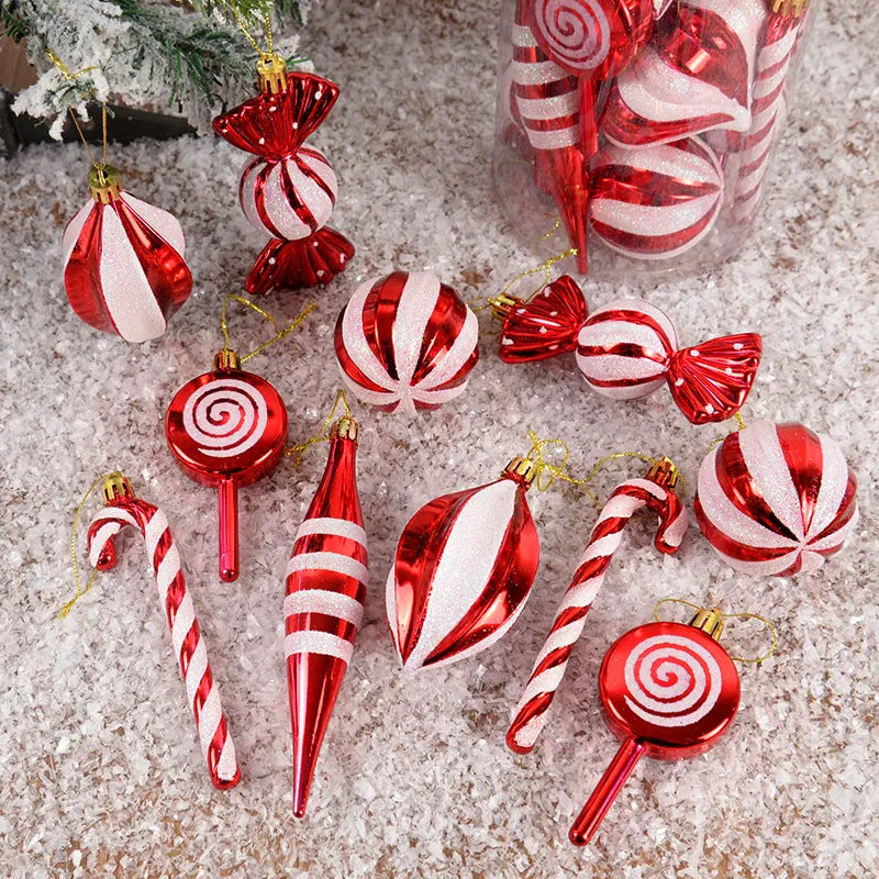 Red and White Striped Ornaments