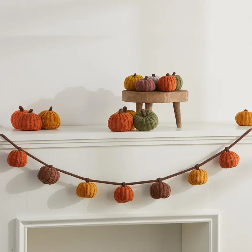 Knit Pumpkin Garland