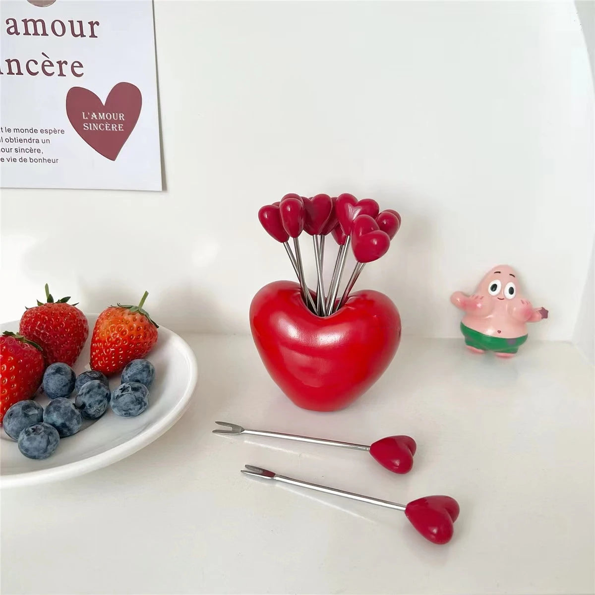 Heart Shaped Fruit Fork Set