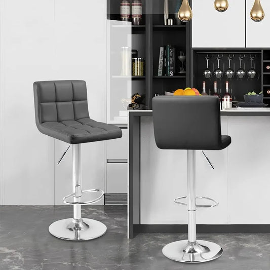 Swivel 2 piece faux leather stool set 