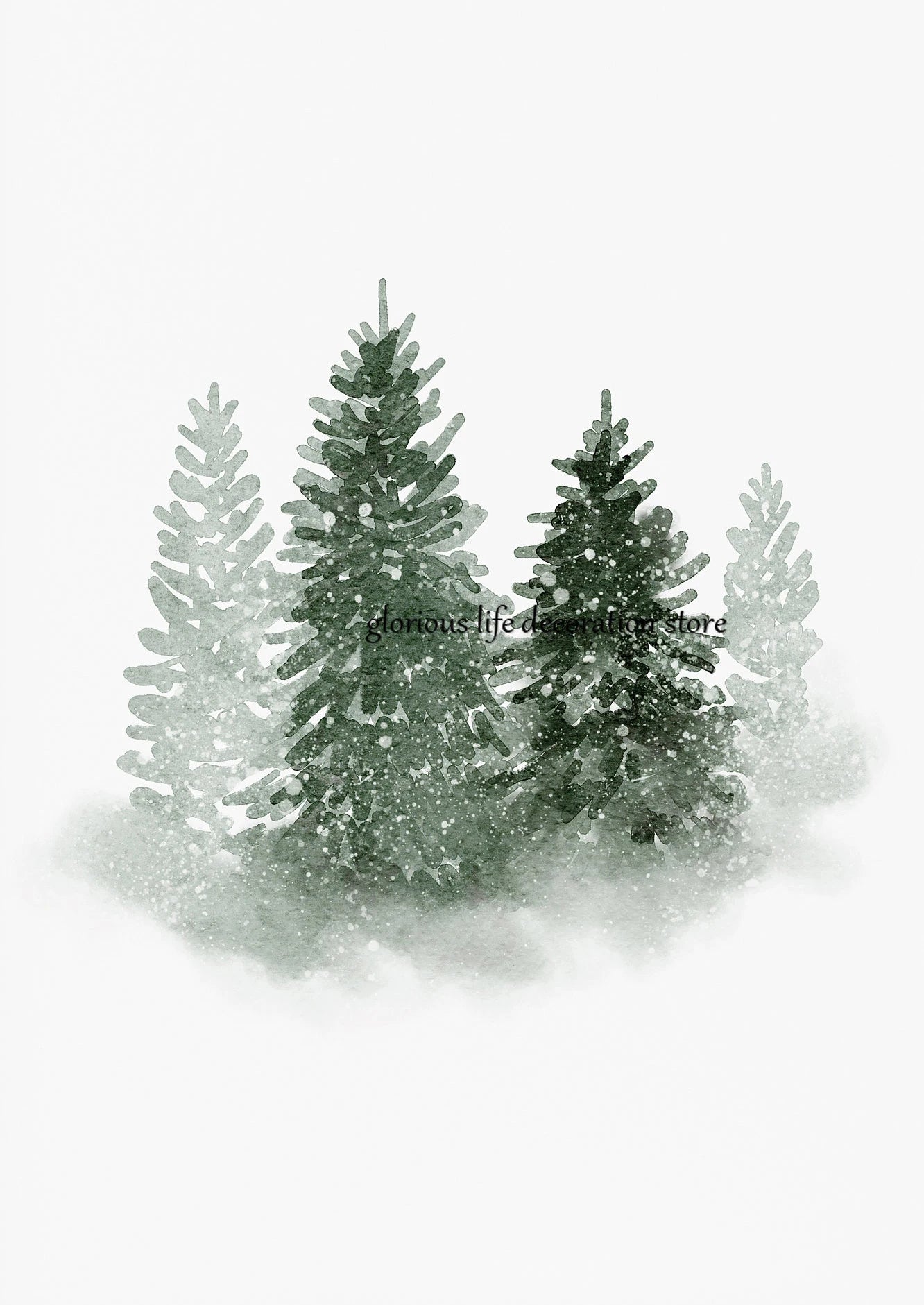 Watercolor Evergreen Canvas