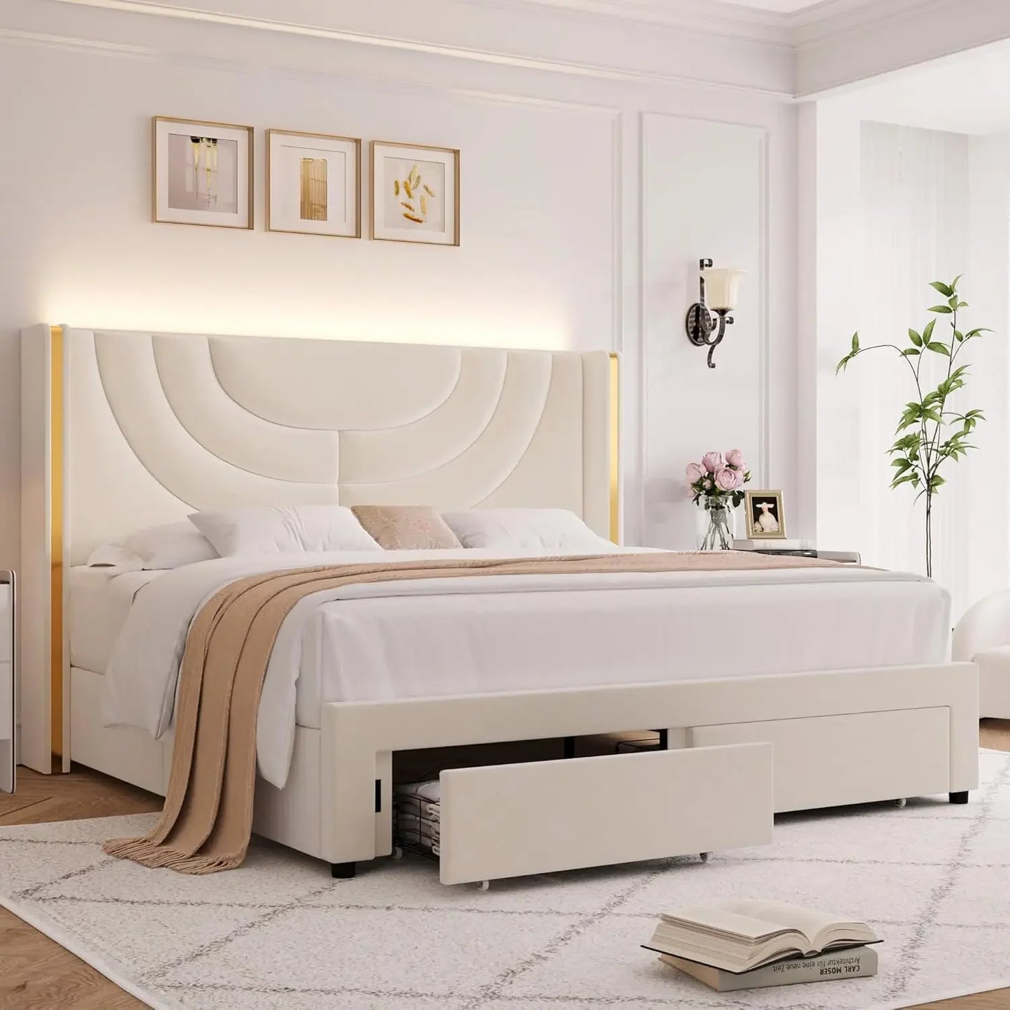 Contemporary LED Queen Bed Frame
