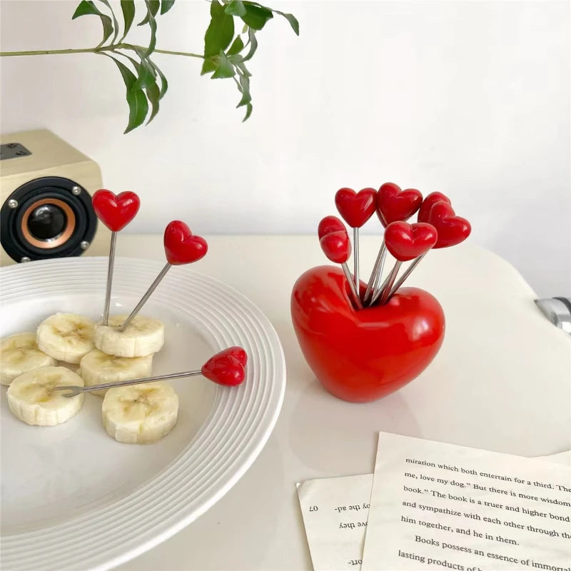 Heart Shaped Fruit Fork Set