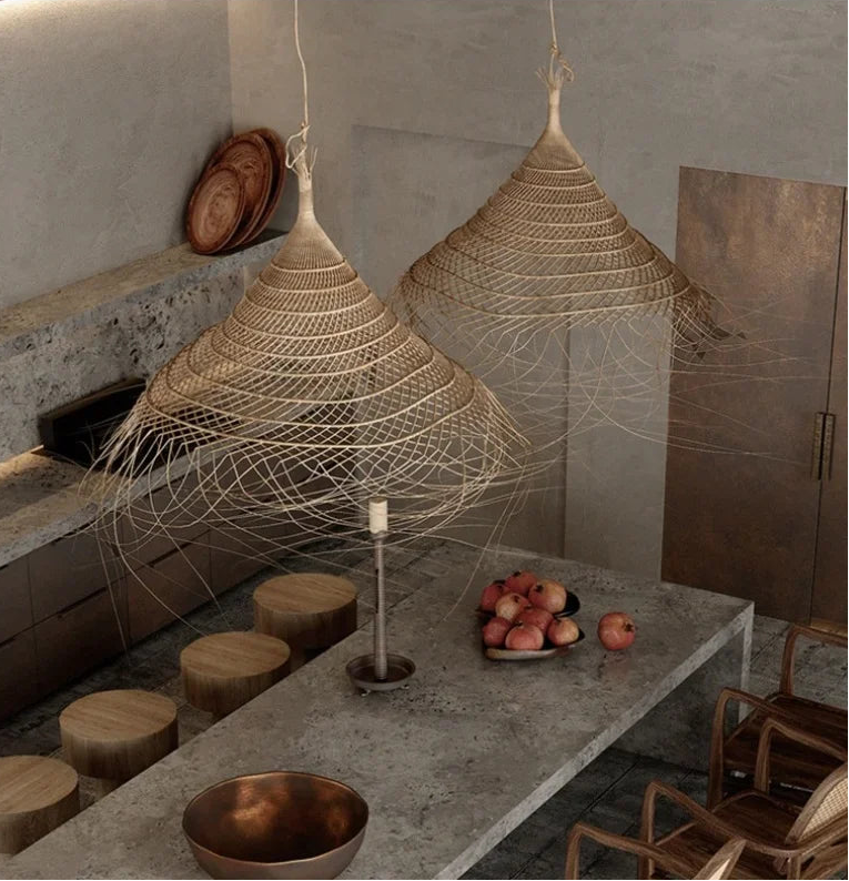 Woven pendant lights 