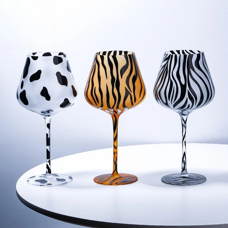 animal print wine glasses with designs
