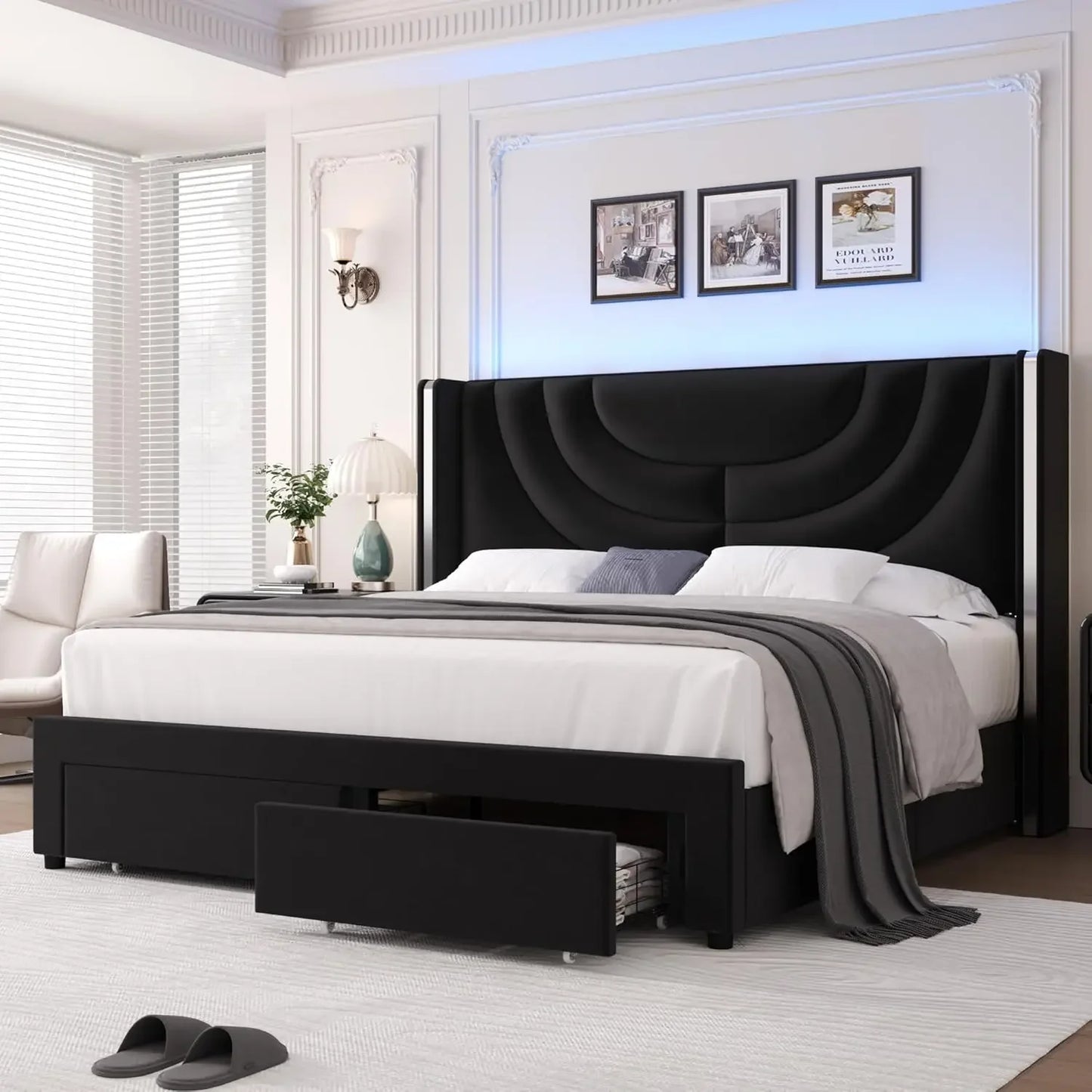 Contemporary LED Queen Bed Frame
