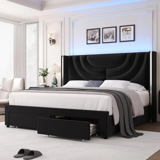 Contemporary LED Queen Bed Frame