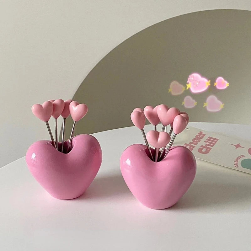 Heart Shaped Fruit Fork Set