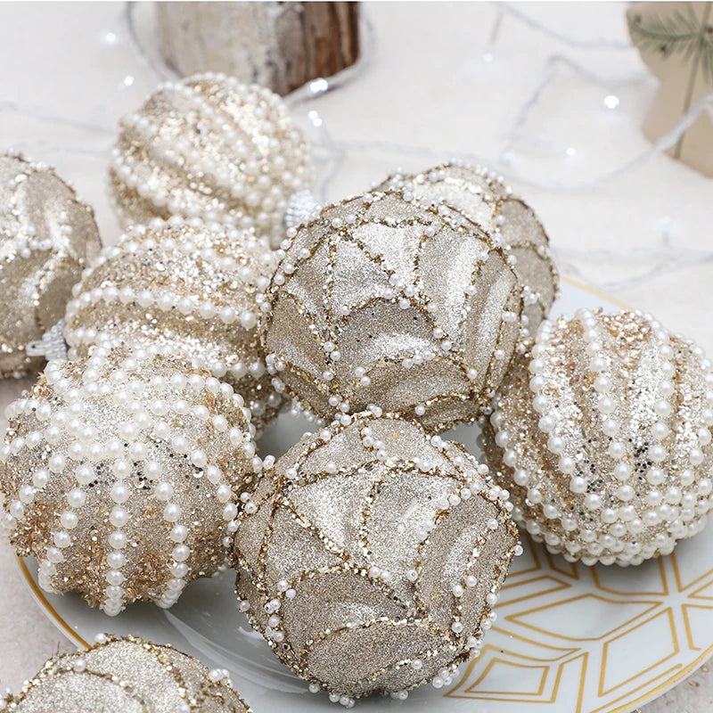 Decorative ornament balls with pearl-like finish.