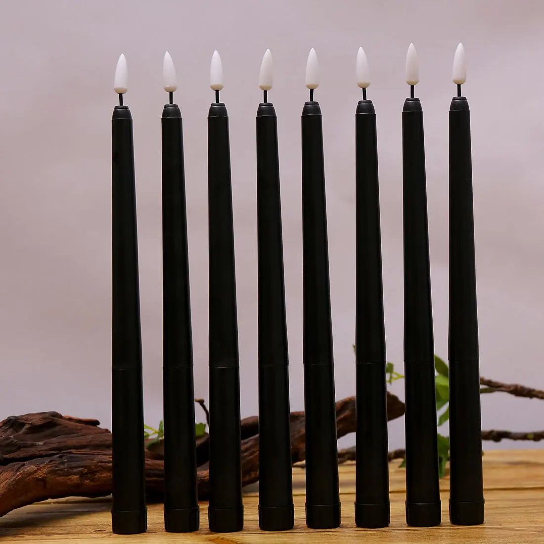 No Flame Black Candle Set