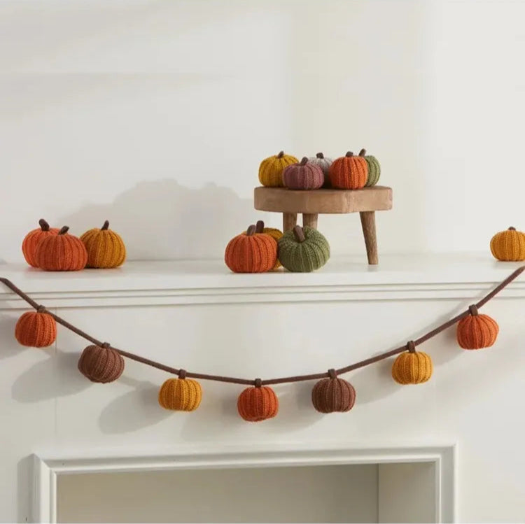 Knit Pumpkin Garland