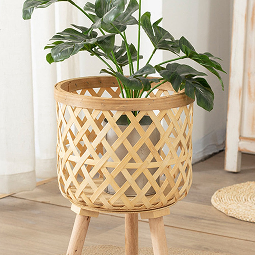 Woven Flower Pot with Legs