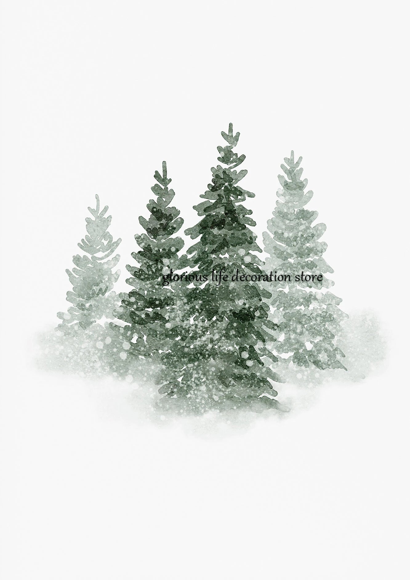 Watercolor Evergreen Canvas