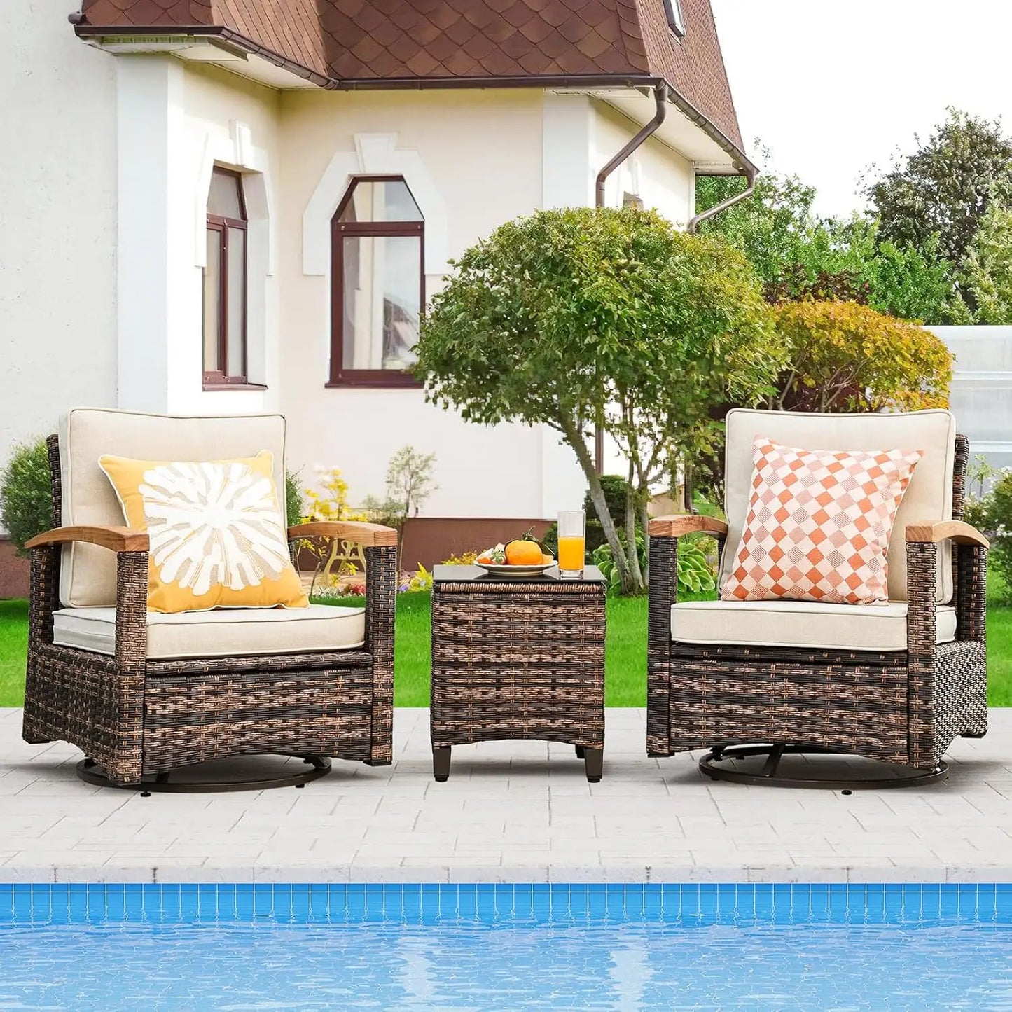 9 PCS Half Moon Rattan Conversation Set