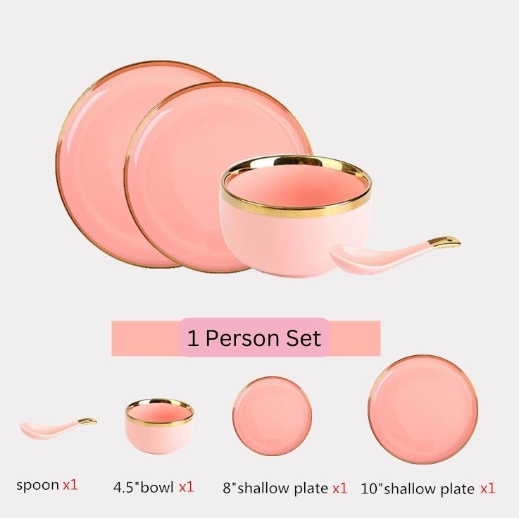 Pink Ceramic Gold Lined Dinnerware