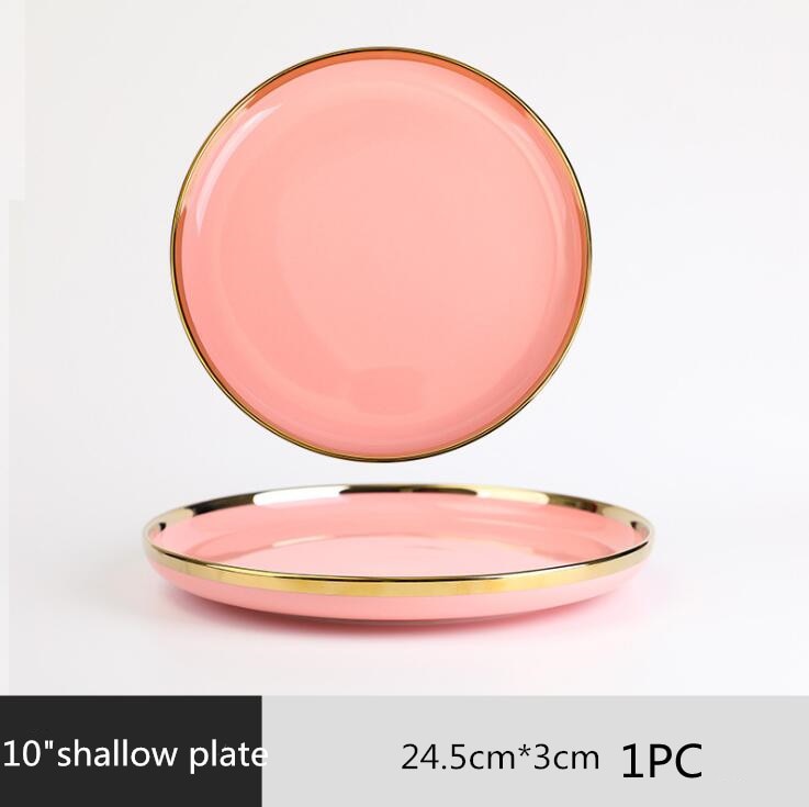 Pink Ceramic Gold Lined Dinnerware