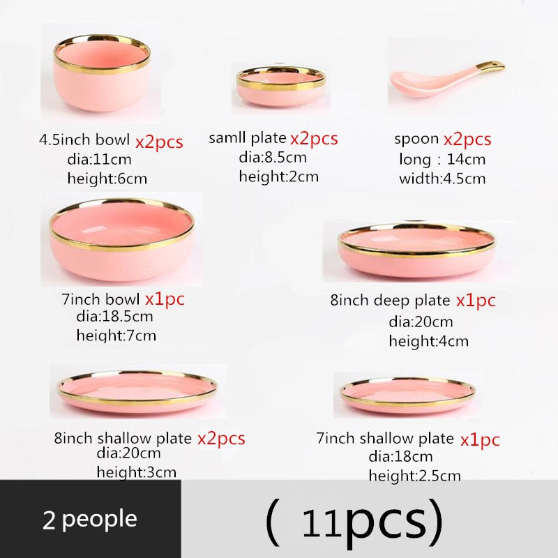Pink Ceramic Gold Lined Dinnerware
