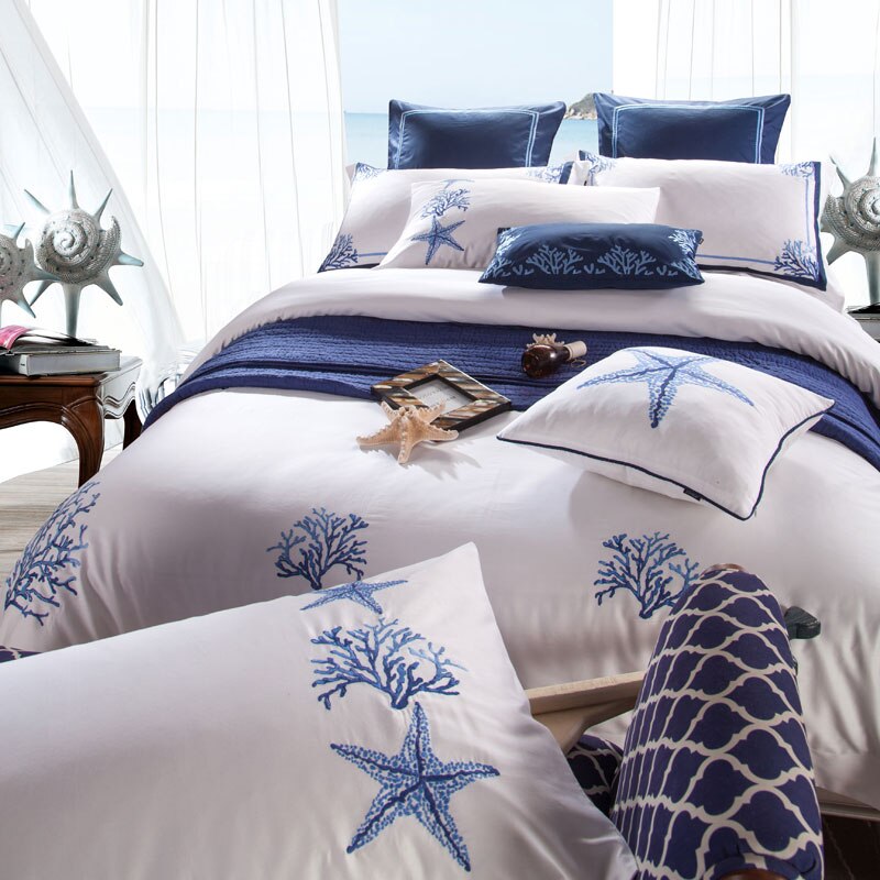 Embroidered Nautical Bedding Set