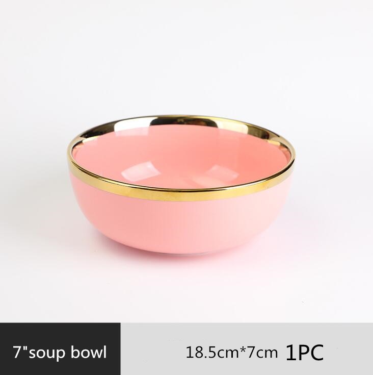 Pink Ceramic Gold Lined Dinnerware