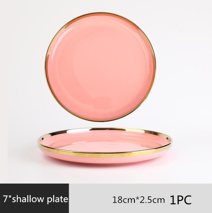 Pink Ceramic Gold Lined Dinnerware