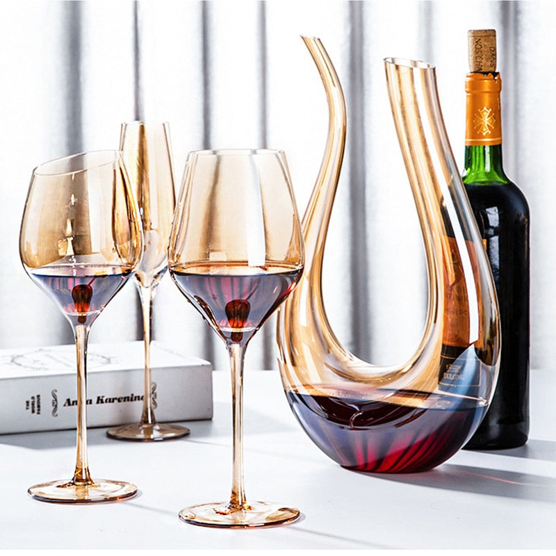 amber wine decanter set