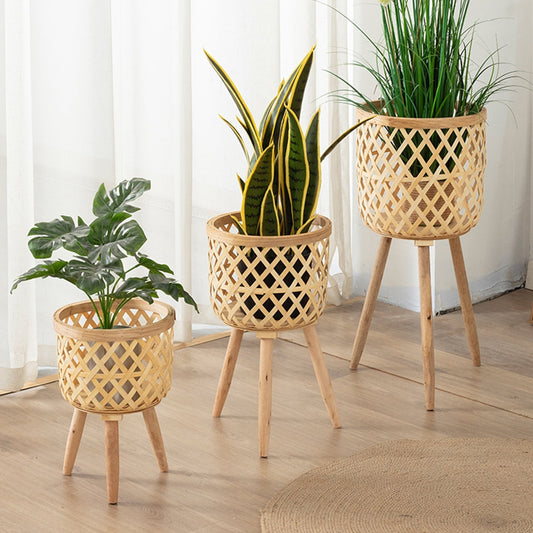 Woven Flower Pot with Legs