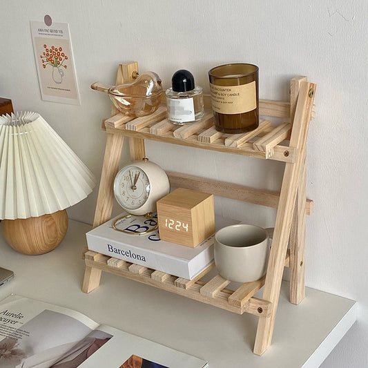 wooden desk shelf organizer